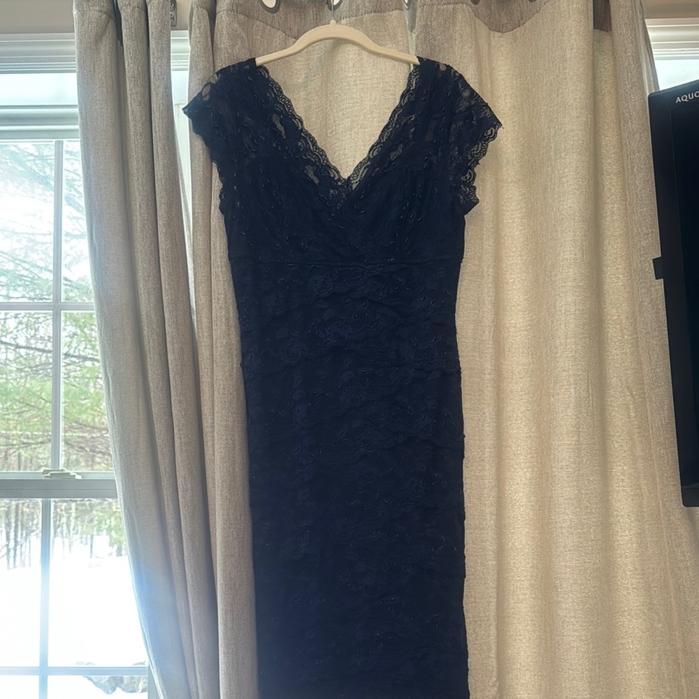 Elegant Navy Lace Dress